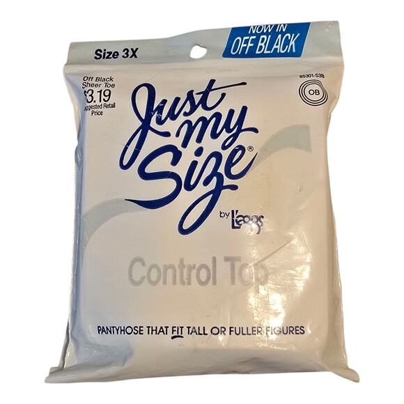 Just My Size by Leggs Pantyhose Control Top Sheer Toe Off Black Size 3X - Picture 1 of 2